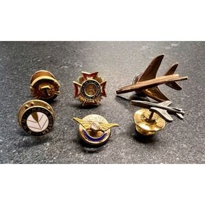 Vtg Aviation & Aerospace Lapel Pins Lot Mach Buster NAA, Jet Aircraft, Tie Tacks